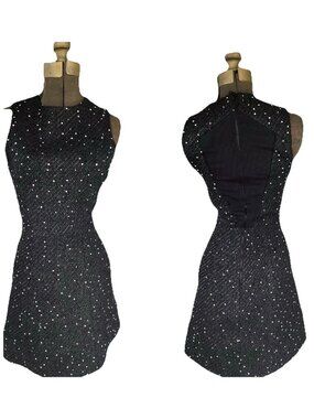 Alice + Olivia Black And White Sleeveless Tweed Mini Dress 2 Showroom Sample